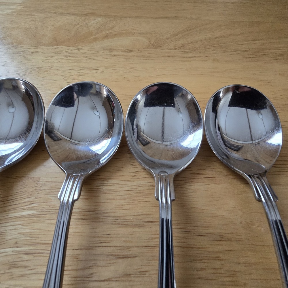 Set‎ of 6 Unbranded Kings Pattern Stainless Gumbo Soup Spoons 6.75" Flatware - Picture 4 of 9